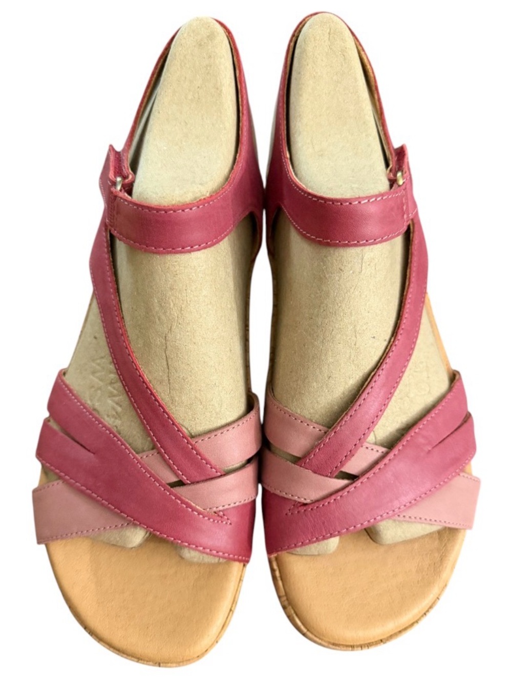 Easy Spirit Lilah SeLilah Womens Pink Leather Strap Sandals Shoes 8.5 Wide